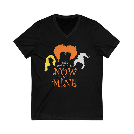 I Put a Spell on You Now Your Mine Hocus Pocus Halloween Movie Witches Short Sleeve V Neck T Shirt