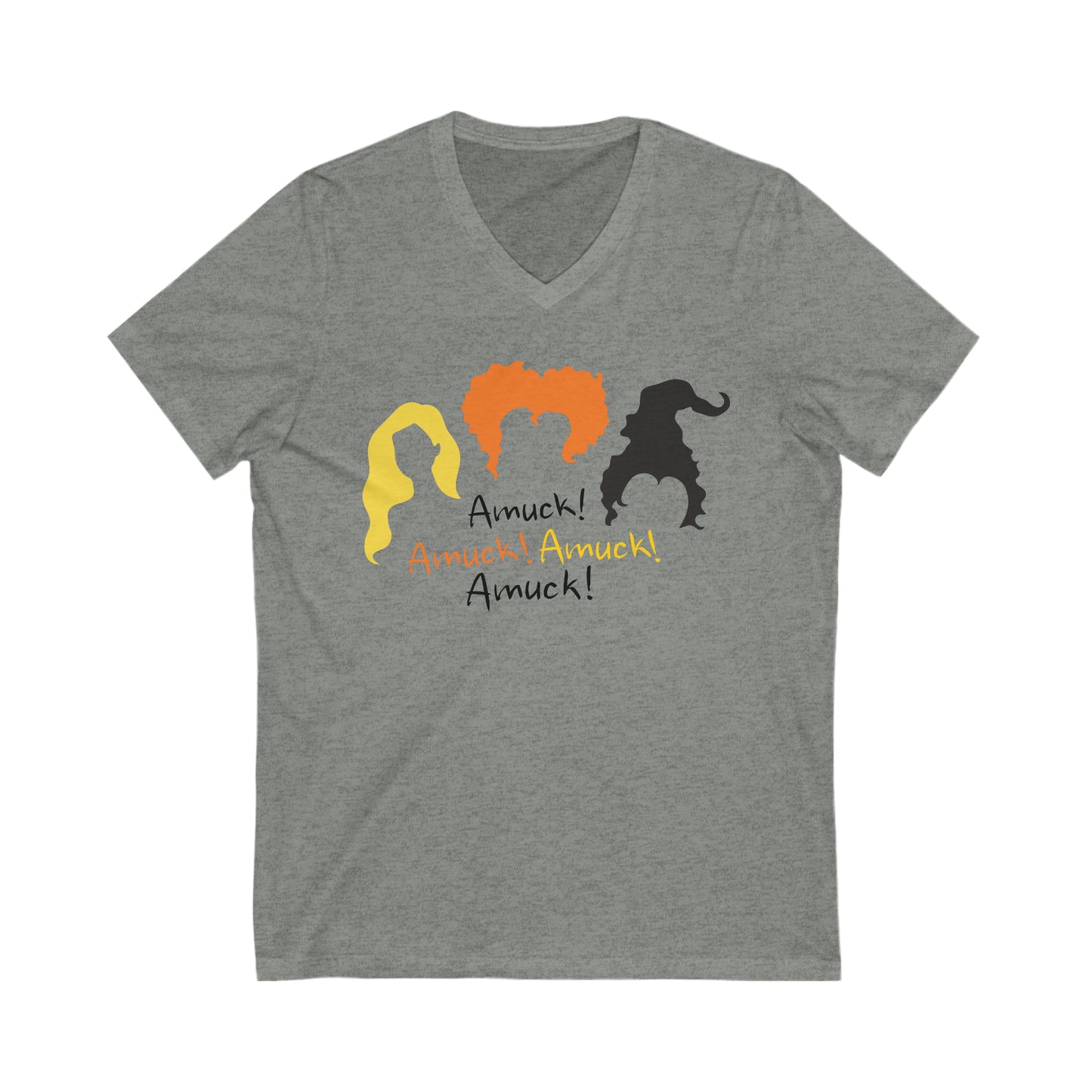 AMUCK AMUCK AMUCK Hocus Pocus Halloween Funny Movie Witches Short Sleeve V Neck T Shirt