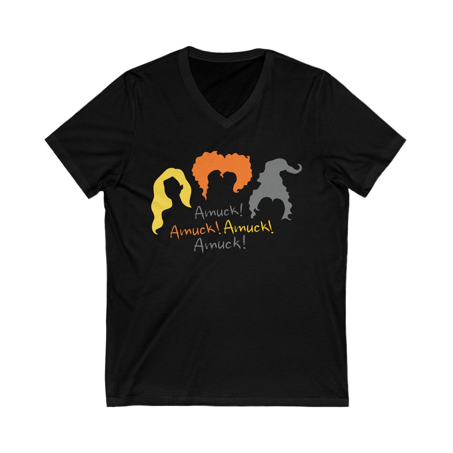 AMUCK AMUCK AMUCK Hocus Pocus Halloween Funny Movie Witches Short Sleeve V Neck T Shirt