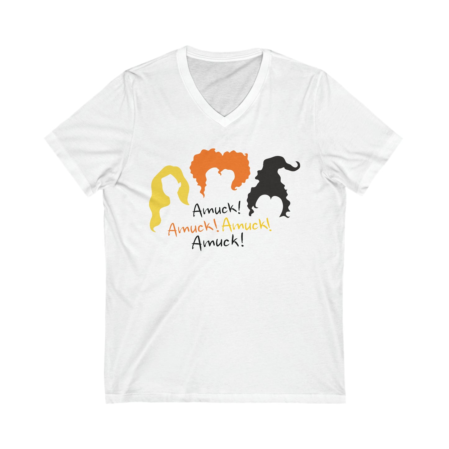 AMUCK AMUCK AMUCK Hocus Pocus Halloween Funny Movie Witches Short Sleeve V Neck T Shirt