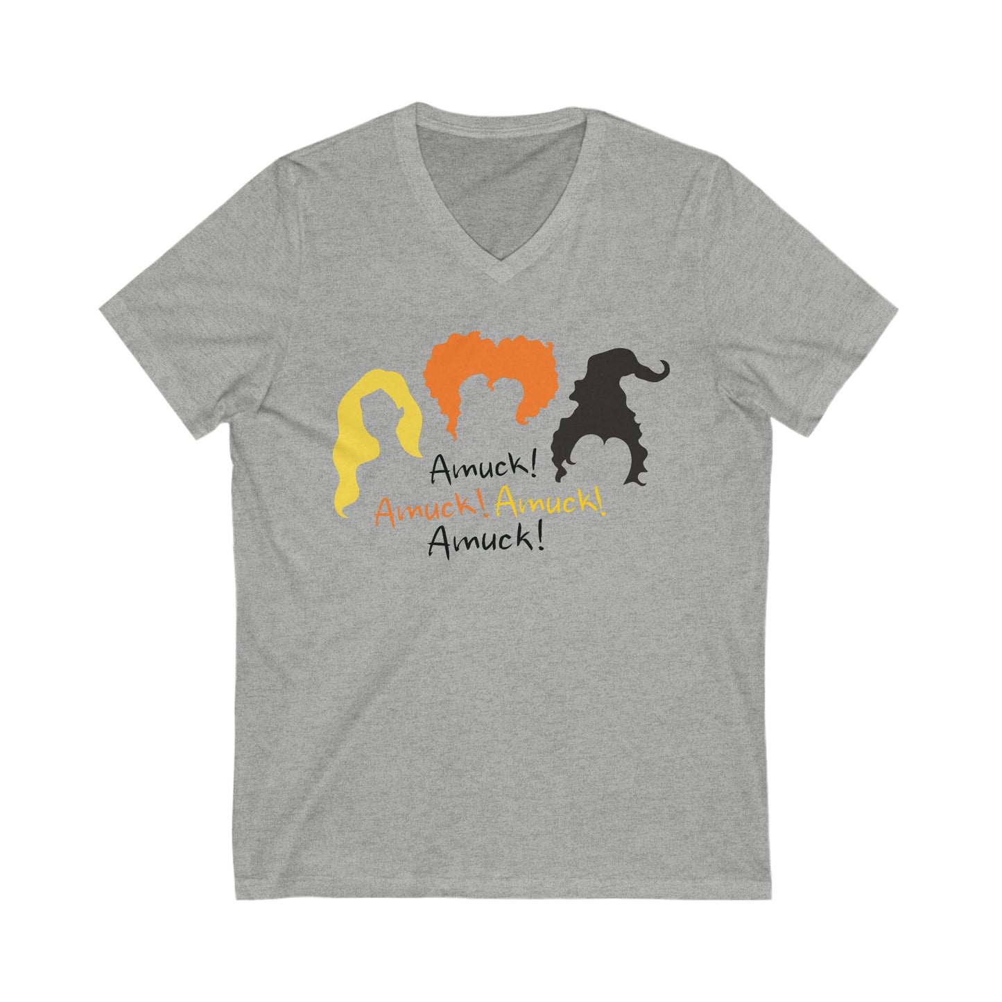 AMUCK AMUCK AMUCK Hocus Pocus Halloween Funny Movie Witches Short Sleeve V Neck T Shirt