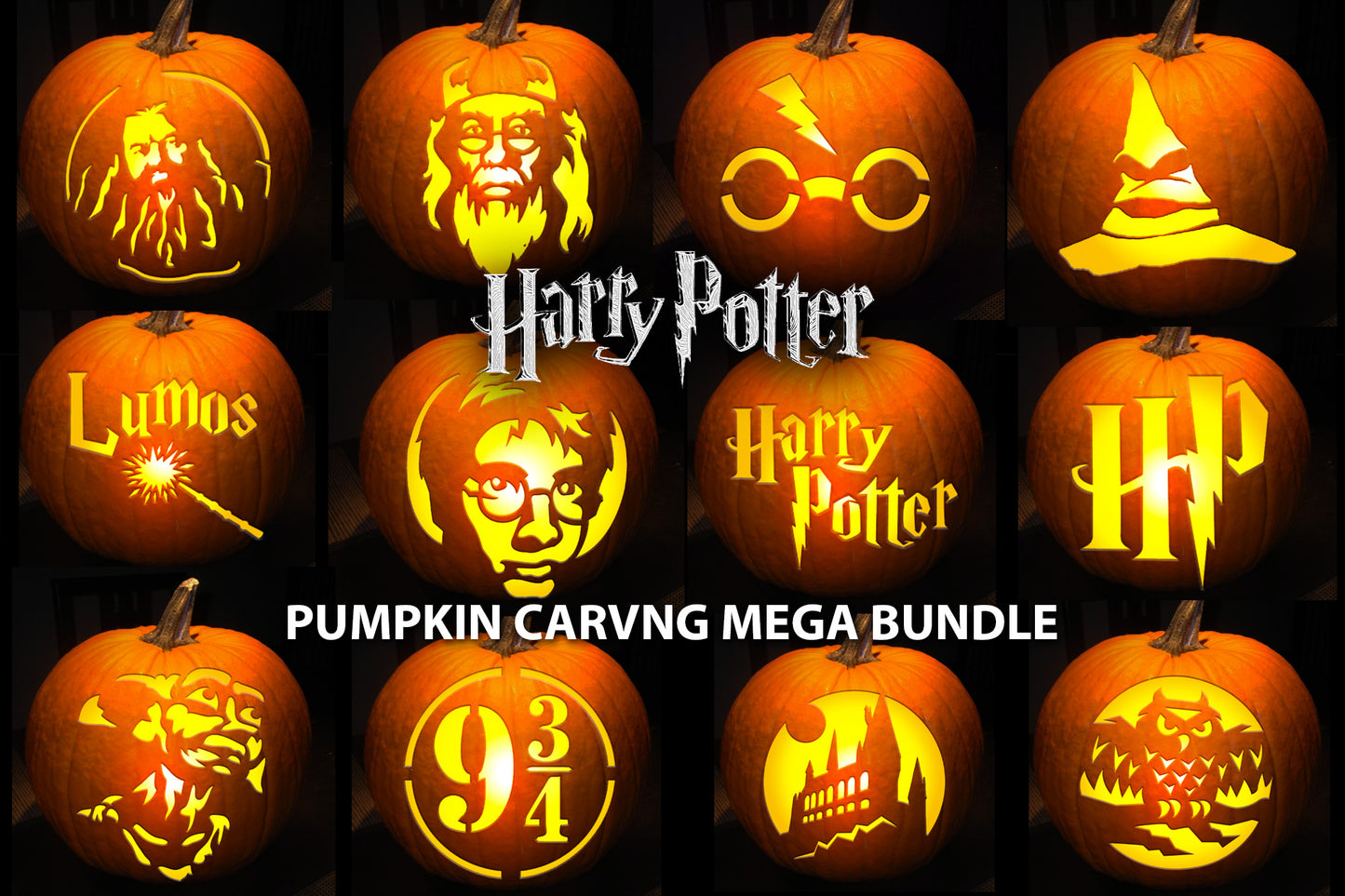 FANTASY WIZARD WORLD BUNDLE PUMPKIN CARVING TEMPLATE DIGITAL DOWNLOAD