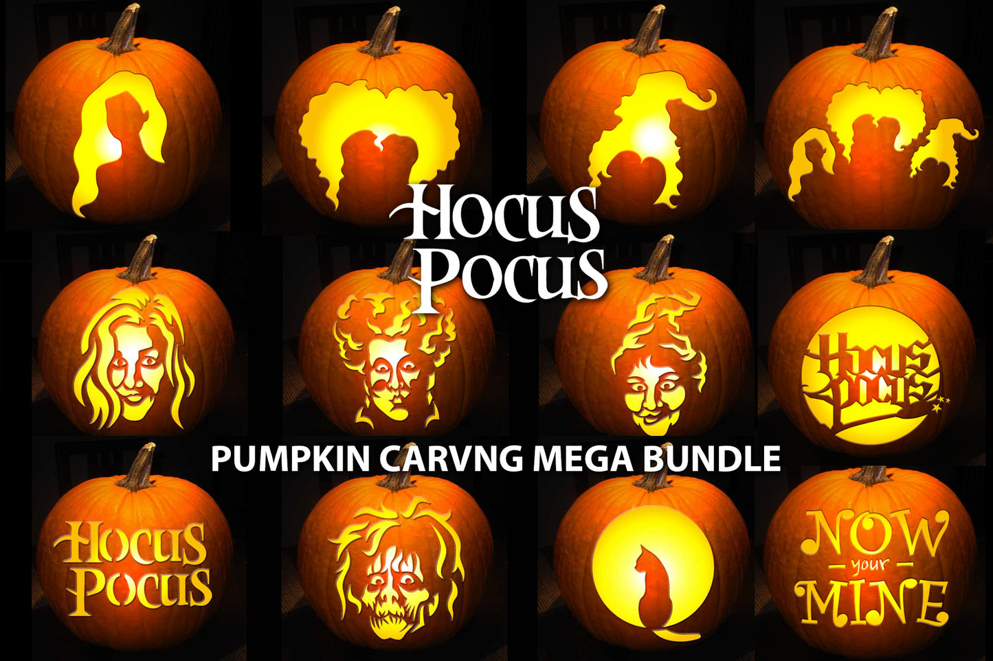 HOCUS POCUS WITCH MEGA BUNDLE PUMPKIN CARVING TEMPLATE DIGITAL DOWNLOAD