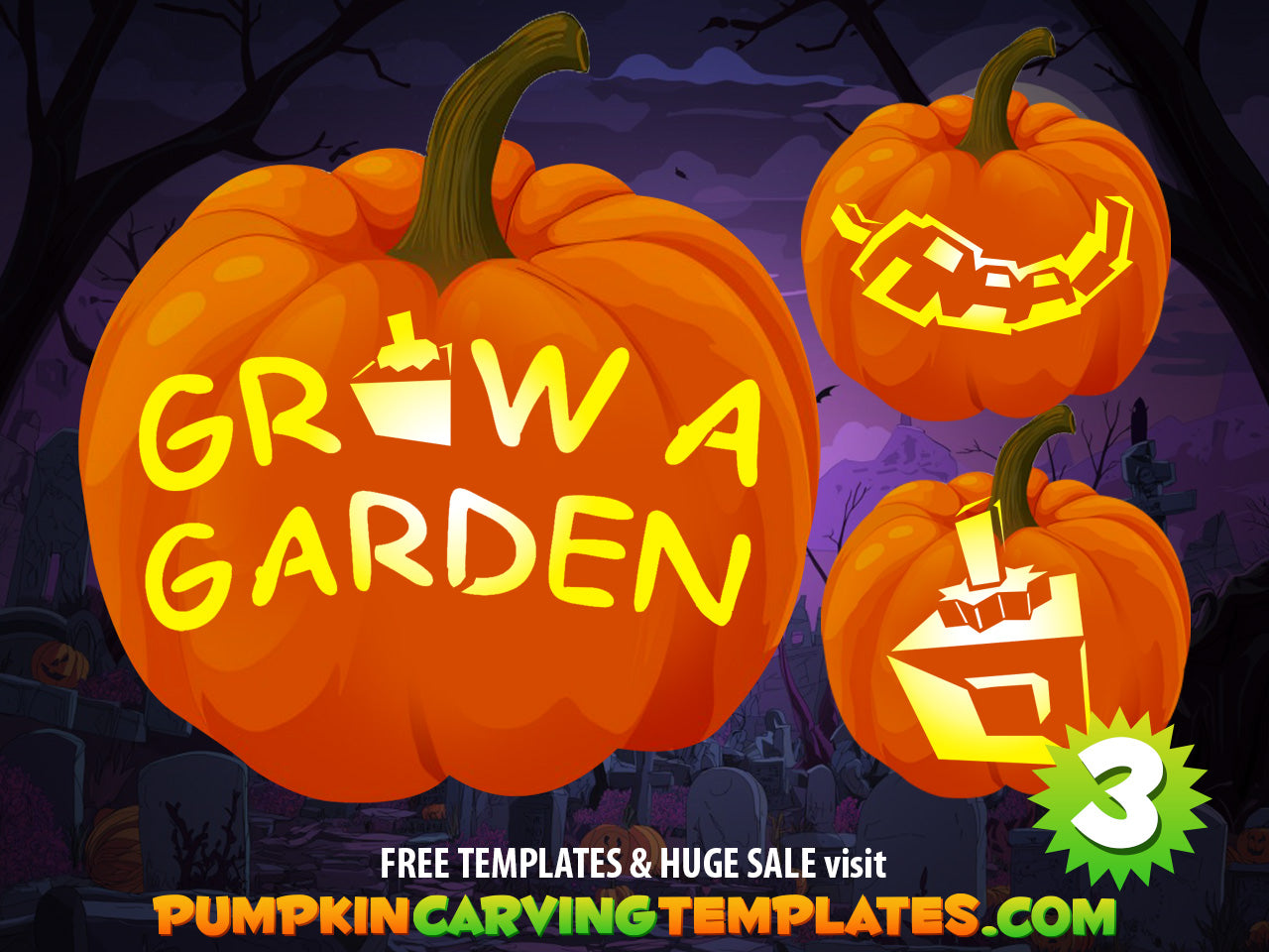 ROBLOX Grow Garden Logo Peper Video Game BUNDLE PUMPKIN CARVING TEMPLATE DIGITAL DOWNLOAD