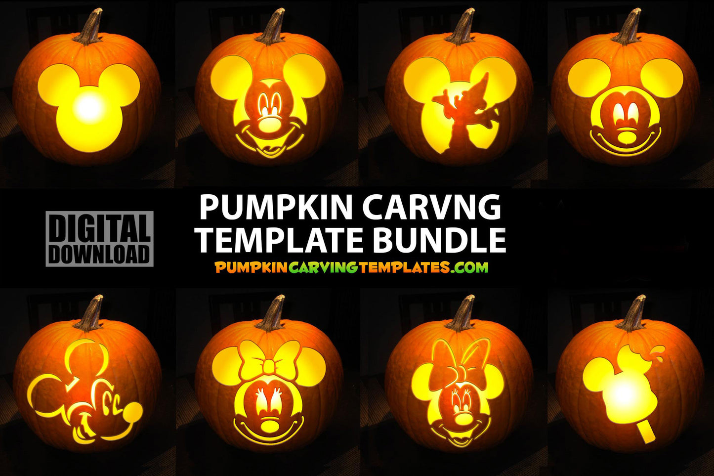 KIDS FUN CARTOON BUNDLE PUMPKIN CARVING TEMPLATE DIGITAL DOWNLOAD
