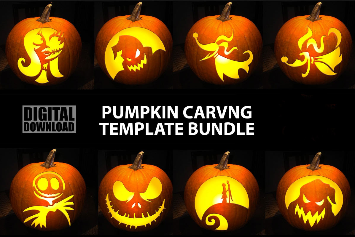 NIGHTMARE MOVIE BUNDLE PUMPKIN CARVING TEMPLATE DIGITAL DOWNLOAD