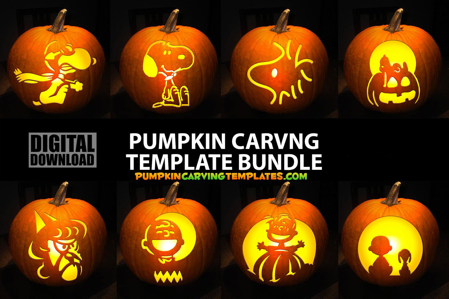 KIDS DOG CARTOON CHARACTER BUNDLE PUMPKIN CARVING TEMPLATE DIGITAL DOWNLOAD