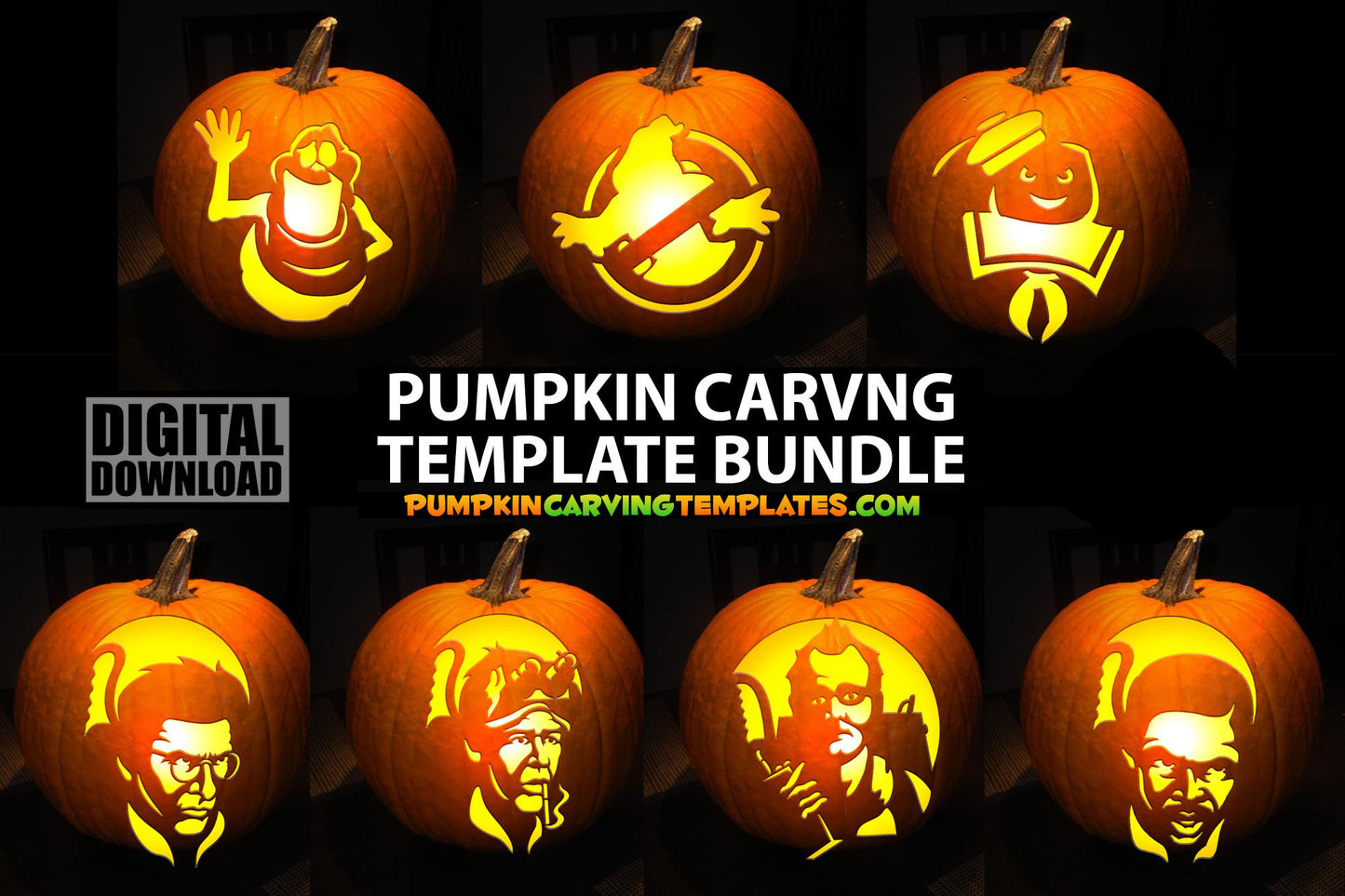 GHOSTS 80S MOVIE BUNDLE PUMPKIN CARVING TEMPLATE DIGITAL DOWNLOAD