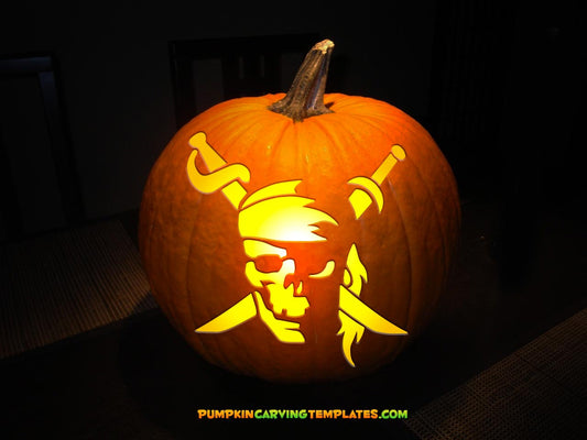 Pirate Skull Scary PUMPKIN CARVING TEMPLATE DIGITAL STENCIL DOWNLOAD