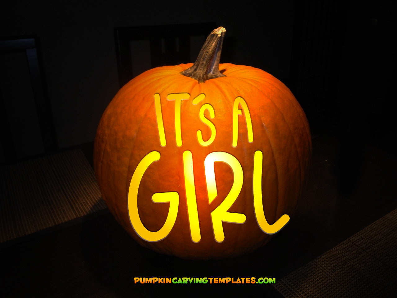 Baby Its a Girl Maternity PUMPKIN CARVING TEMPLATE DIGITAL STENCIL DOWNLOAD