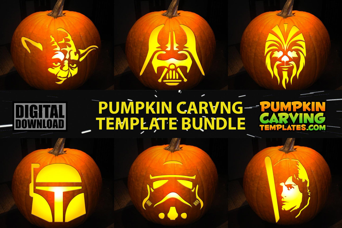 FANTASY MOVIE CHARACTERS BUNDLE PUMPKIN CARVING TEMPLATE DIGITAL DOWNLOAD