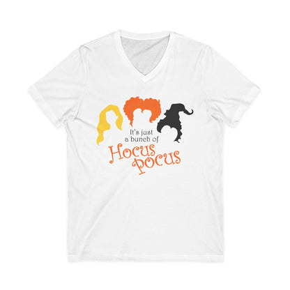 Its Just a Bunch of Hocus Pocus Halloween Movie Witches Short Sleeve V Neck T Shirt