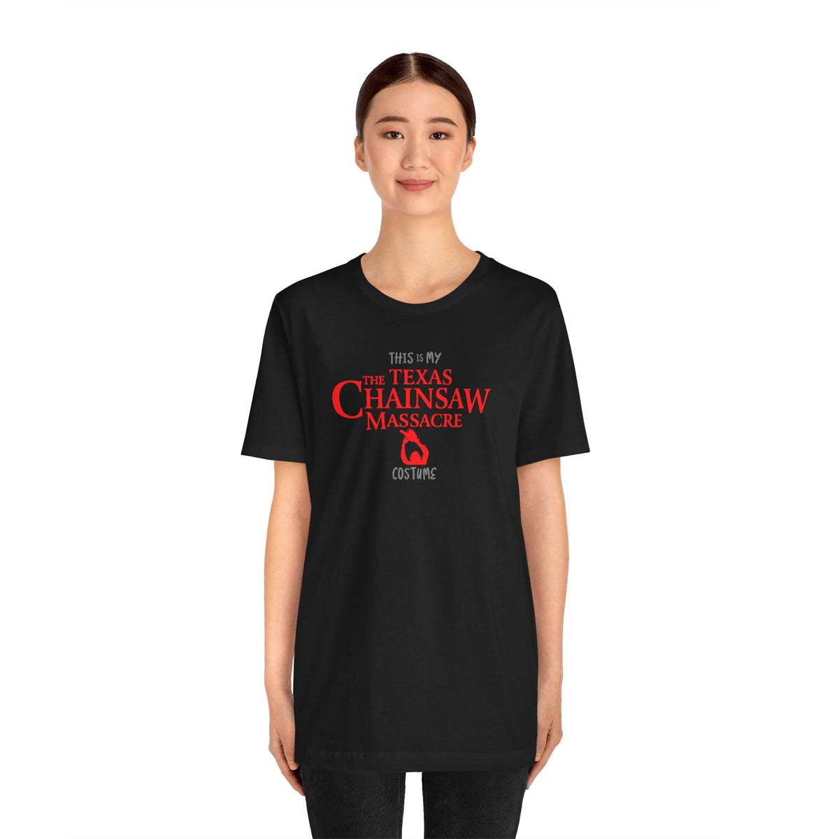This is My Texas Chainsaw Massacre Costume Scary Halloween Movie Couples Unisex Jersey Short Sleeve Tee