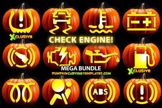 CHECK ENGINE Car Mechanic CARTOON BUNDLE PUMPKIN CARVING TEMPLATE DIGITAL DOWNLOAD (Copy)