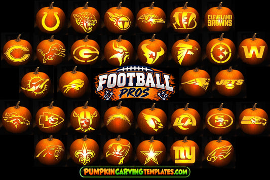 FOOTBALL MEGA BUNDLE PUMPKIN CARVING TEMPLATE DIGITAL DOWNLOAD 32 TEAMS
