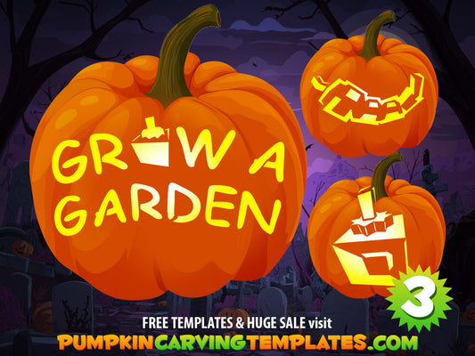 ROBLOX Grow Garden Logo Peper Video Game BUNDLE PUMPKIN CARVING TEMPLATE DIGITAL DOWNLOAD