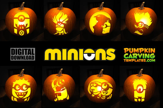 MINIONS CARTOON BUNDLE PUMPKIN CARVING TEMPLATE DIGITAL DOWNLOAD