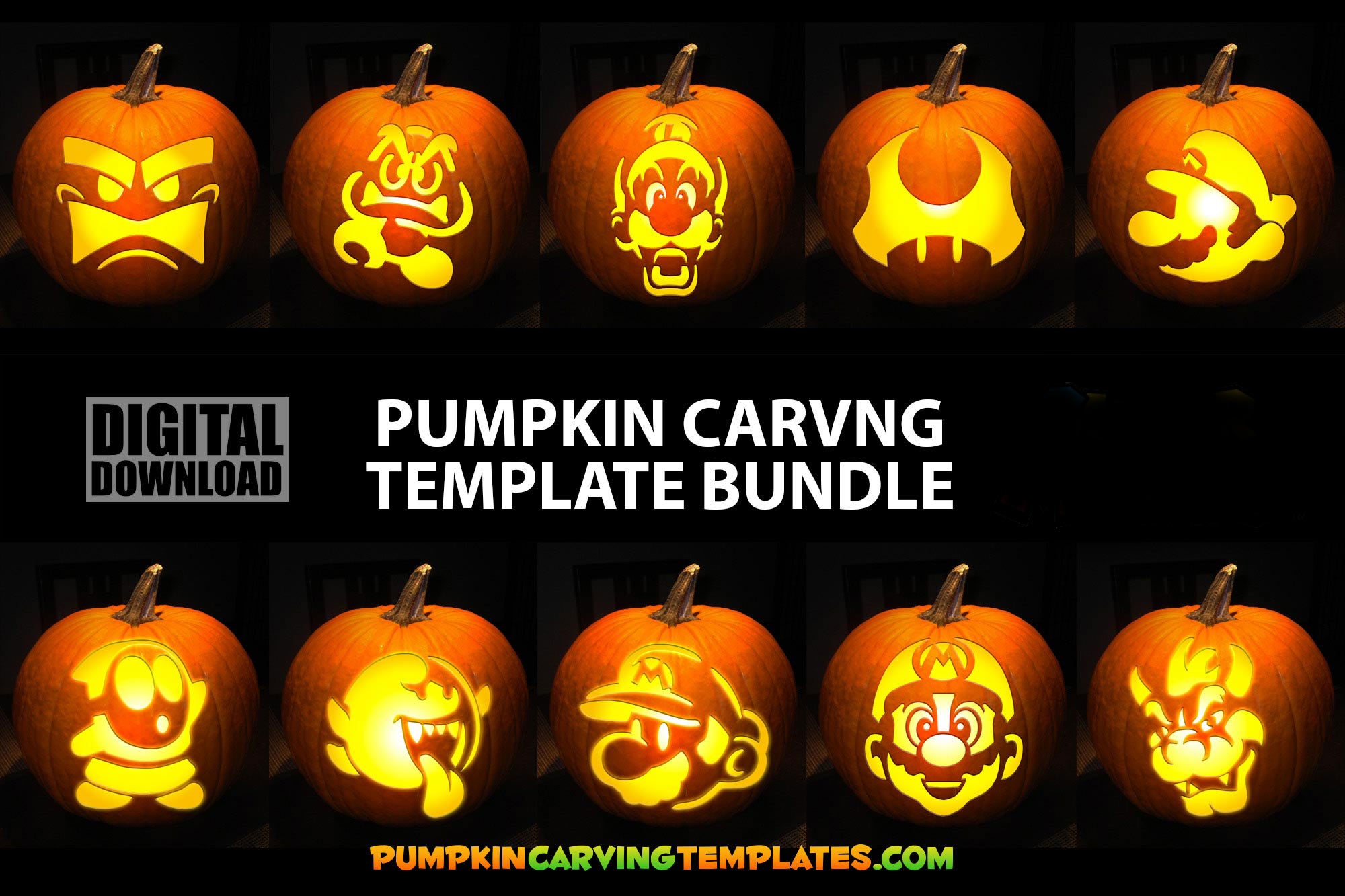 VIDEO GAME BUNDLE SMB PUMPKIN CARVING TEMPLATE DIGITAL DOWNLOAD – PumpkinCarvingTemplates VIDEO GAME BUNDLE SMB PUMPKIN CARVING TEMPLATE DIGITAL DOWNLOAD – PumpkinCarvingTemplates