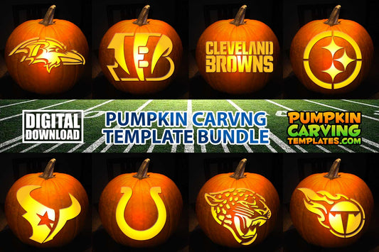 FOOTBALL AFC NORTH SOUTH BUNDLE PUMPKIN CARVING TEMPLATE DIGITAL DOWNLOAD