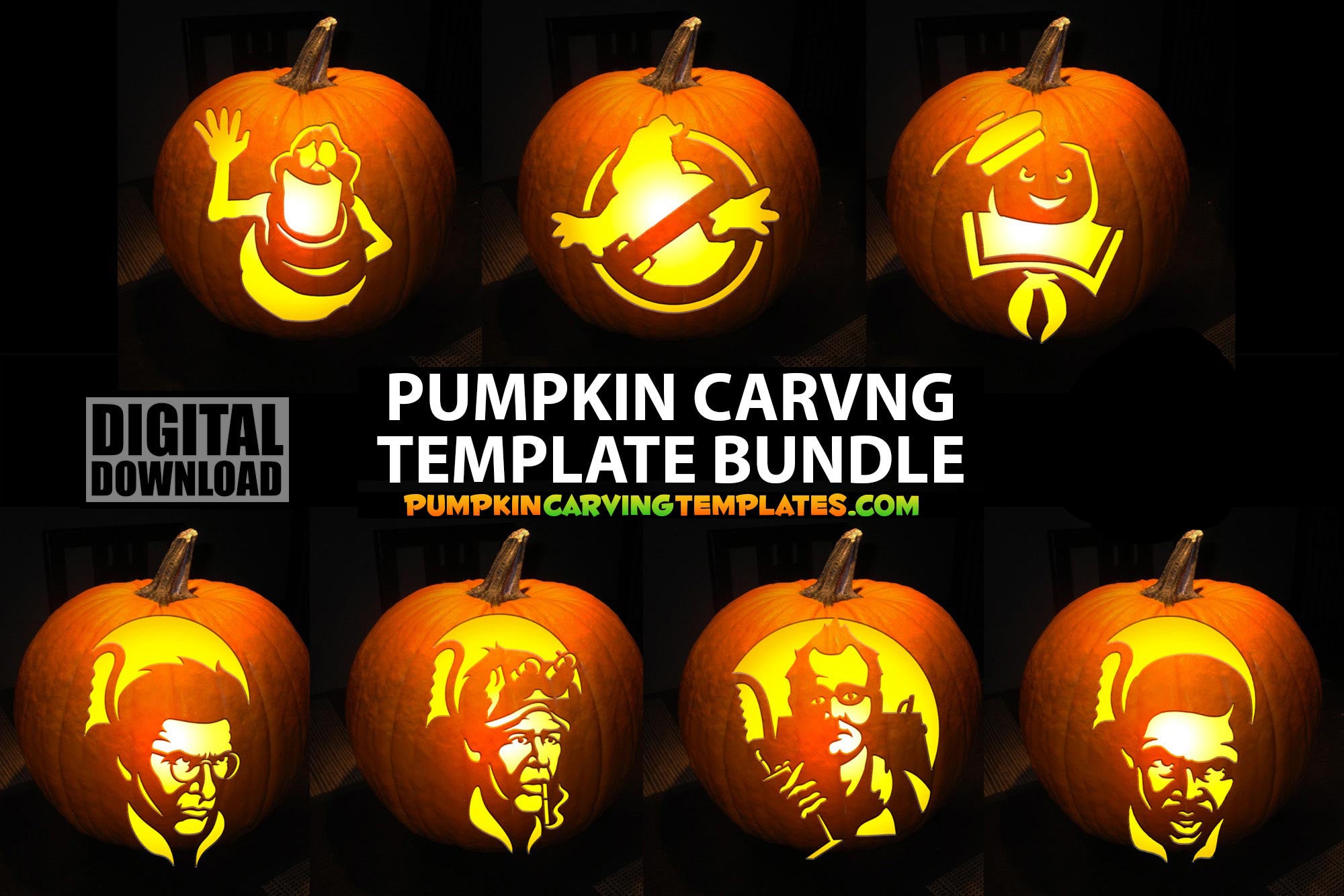 GHOSTS 80S MOVIE BUNDLE PUMPKIN CARVING TEMPLATE DIGITAL DOWNLOAD