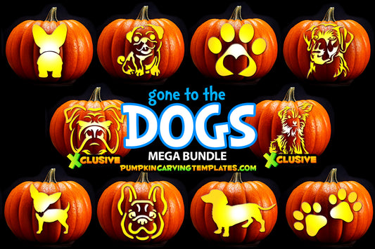 DOGS CARTOON BUNDLE PUMPKIN CARVING TEMPLATE DIGITAL DOWNLOAD