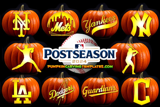 BASEBALL YANKEES DODGERS BUNDLE PUMPKIN CARVING TEMPLATE DIGITAL DOWNLOAD