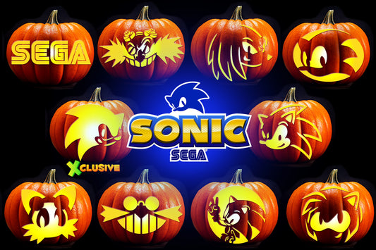 SONIC SEGA CARTOON BUNDLE PUMPKIN CARVING TEMPLATE DIGITAL DOWNLOAD