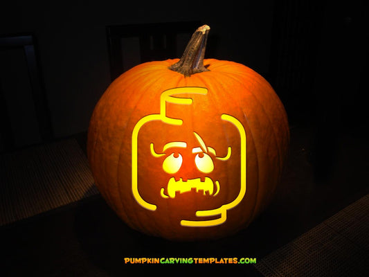Block Scary Monster Face PUMPKIN CARVING TEMPLATE DIGITAL STENCIL DOWNLOAD